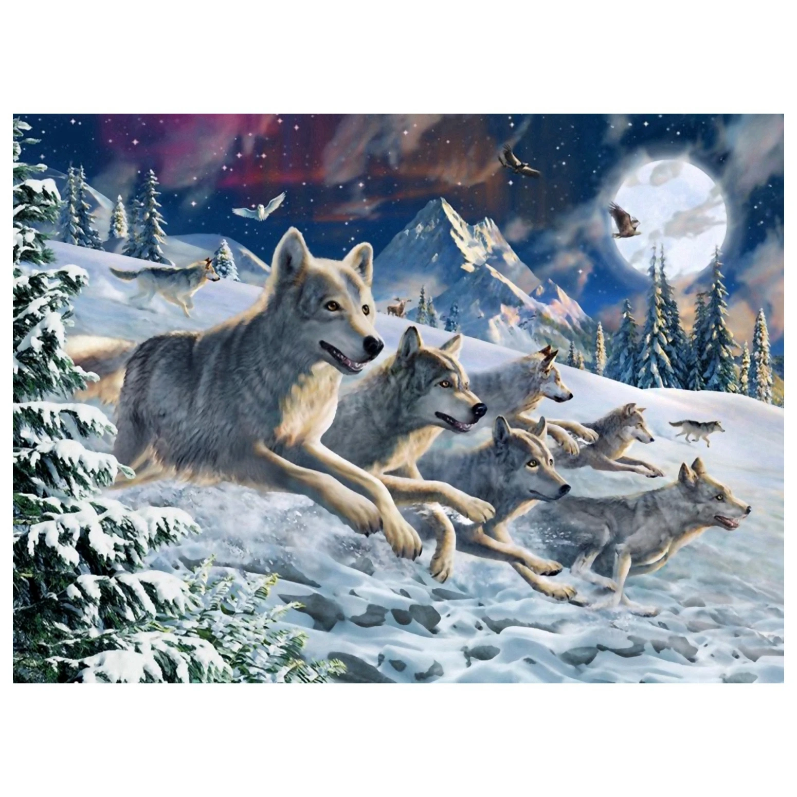 

Beaded Embroidery Kits Moon Wolves Beadwork 5D Accurate Printed Beads Cross Stitch Bead Art Stitchery Needlework Hobby & Crafts