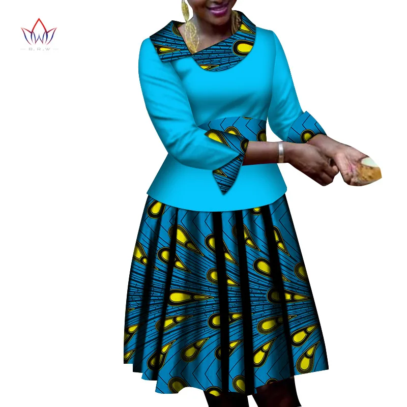 Женская одежда в африканском стиле комплекты из топов и юбок с длинными рукавами