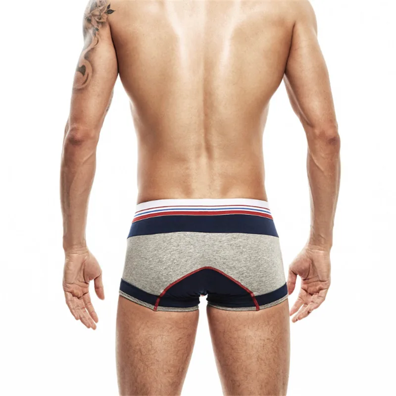 5pcs Mens Inner Pants Super Soft Cotton Color Matching U Convex Four-corner Shorts Men Striped Waist Belts Underpants