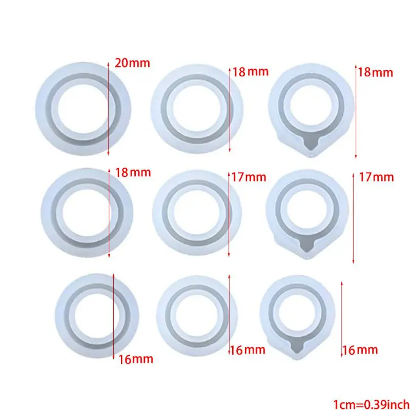 9 шт. Ассорти размеров DIY силиконовые формы кольца для ювелирных изделий подвески