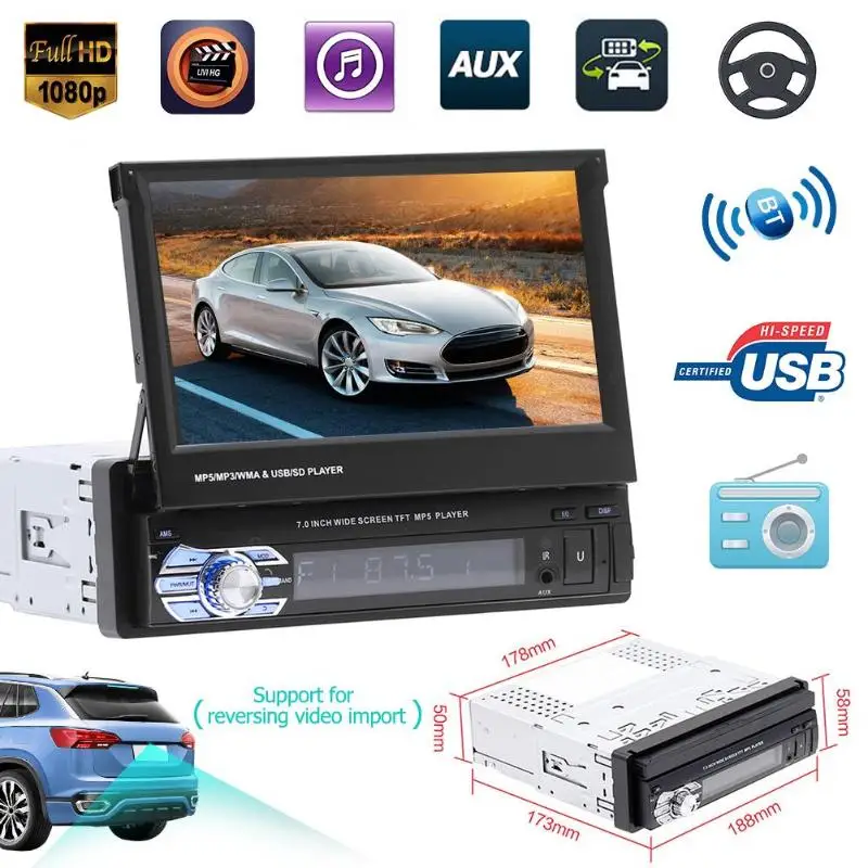 SWM 9601 7 дюймов Bluetooth стерео MP5 плеер AUX USB радио приемник в тире головное