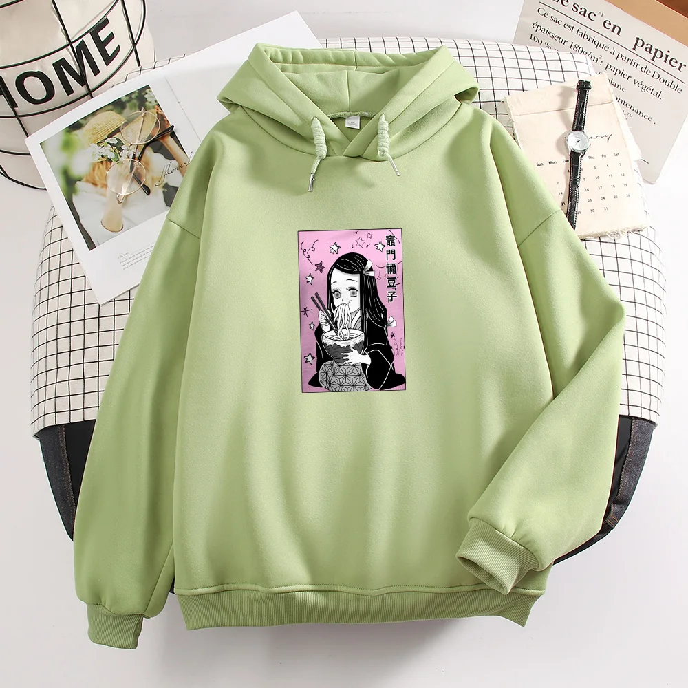 

Толстовка женская оверсайз с капюшоном, милый свитшот с японским мультяшным принтом аниме, свободная уличная зимняя одежда в стиле ольччан ...