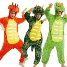Кигуруми динозавр взрослые дети аниме комбинезон единорог пижамы зеленый оранжевый зимний комбинезон для мужчин женщин одежда для сна для маленьких мальчиков и девочек Pjs