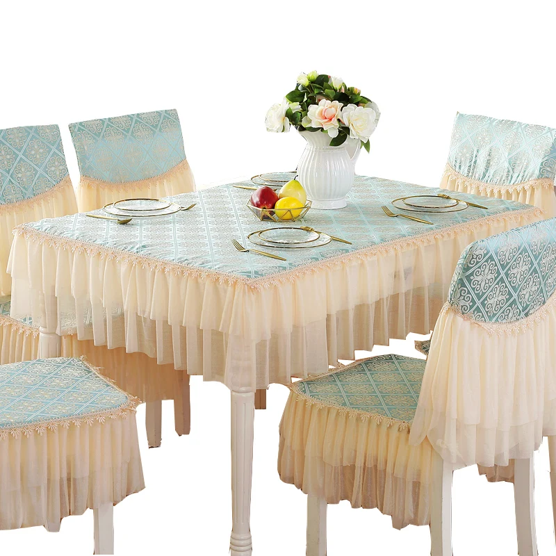 Кружевная юбка в сельском стиле прямоугольная синяя белая скатерть для стола