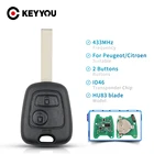 Пульт дистанционного управления с 2 кнопками HU83 для PEUGEOT 307, Citroen C1 C3, 433 МГц, PCF7961