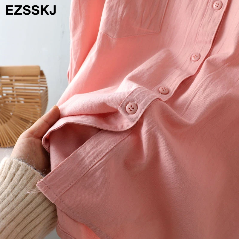 

2021 new chic casual loose cotton blouse shirt women female white blouse shirt spring summer women oversize shirt top