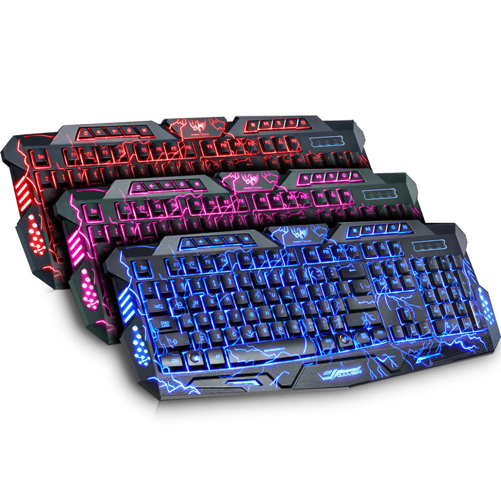 

3 Colors Usb Illuminated Led Backlit Backlight Gaming Crack Keyboard M200 Dropping Ship Teclado Con Cable