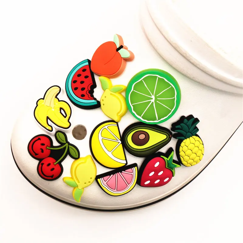 Lovely Fruit Style Croc Shoe Charms Banana/Pineapple/Peach/Strawberry Shoe Decoration Shoe Accessories for jibz Kids Party Gifts