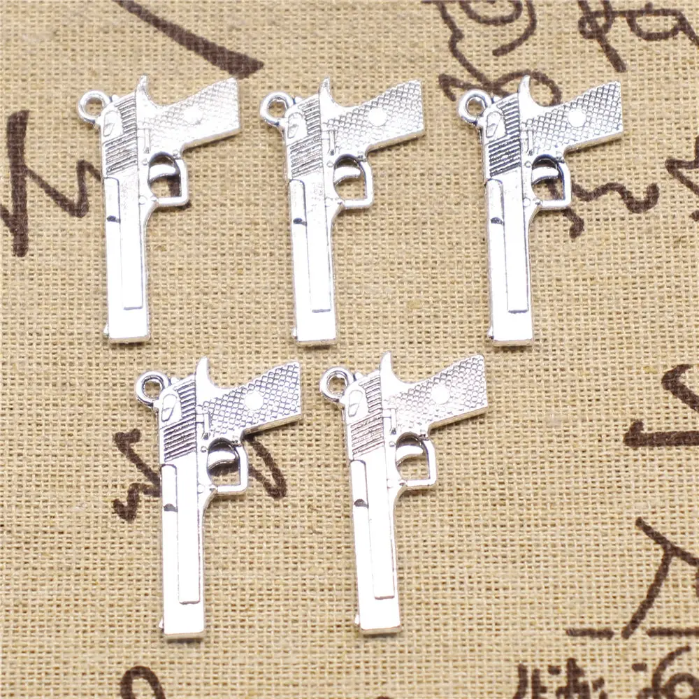

Charm For Making Jewelry Pendants Pistol 45x20mm 10pcs