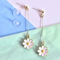korean style fresh small daisy flower long earrings simple student temperament jewelry ear studs for women girl birthday gifts
