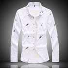 Рубашка мужская с длинным рукавом, модная Повседневная блуза с принтом, большого размера, белая, черная, синяя, 5XL, 6XL, 7XL, осень