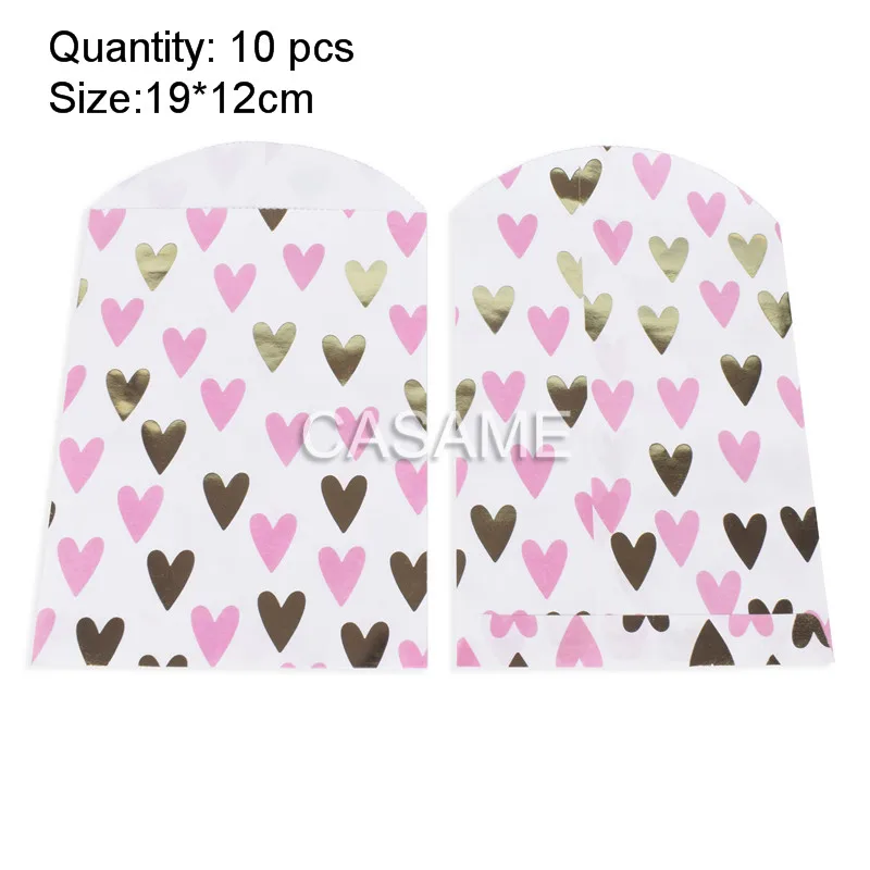 Pink Heart 10 шт. Единорог Русалка бумажные подарочные пакеты розовый мешок для конфет Рождество Baby Shower День рождения Принадлежности Декор Фламинго украшения - Цвет: Pink Heart