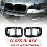x5 x6 grill front kidney double line grille for 2007 2013 bmw x5 e70 x6 e71 abs gloss black grill 2 pc set