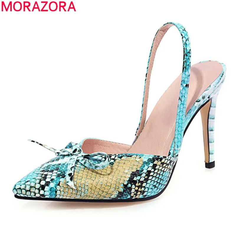 Женские вечерние босоножки MORAZORA черные на высоком каблуке с острым носком