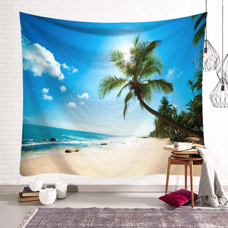 

Beach Towel Tapestry With Clip 150*130CM Tapestry Decoration Natural Scenery Sea Landscape Printed Blanket