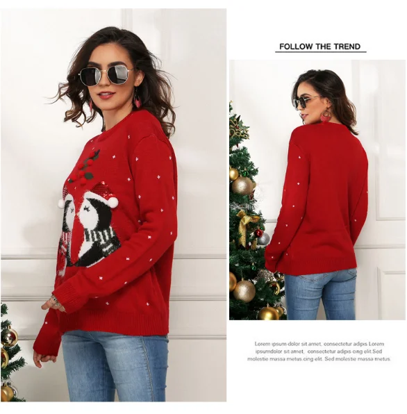 Осенняя Женская модная свободная вязаная верхняя одежда с круглым вырезом и