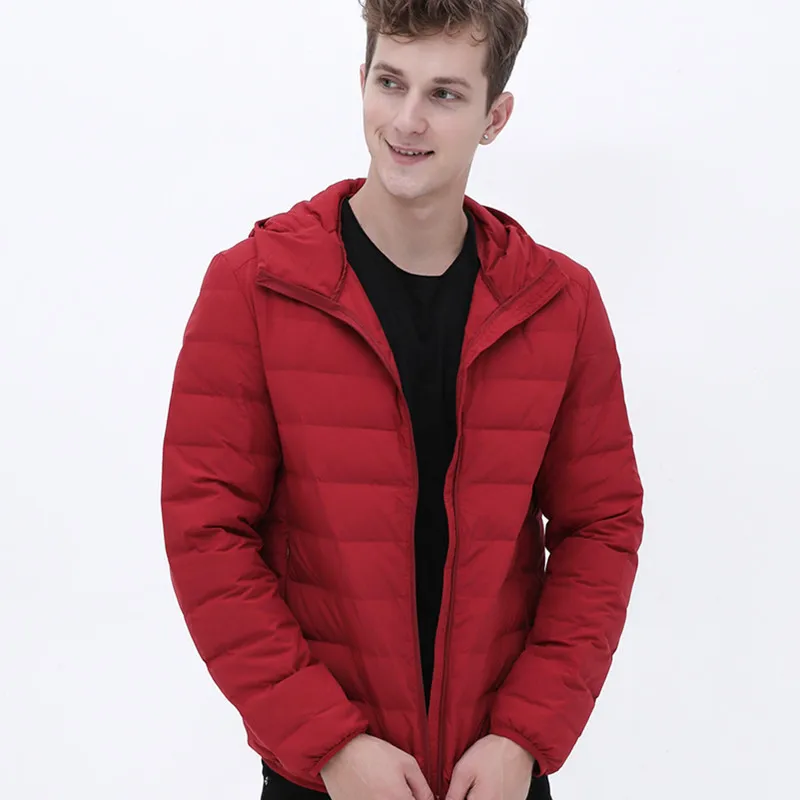 Down Jacket Men's New Lightweight Short Hooded Fashion Loose Slim Coat Large Size Autumn and Winter