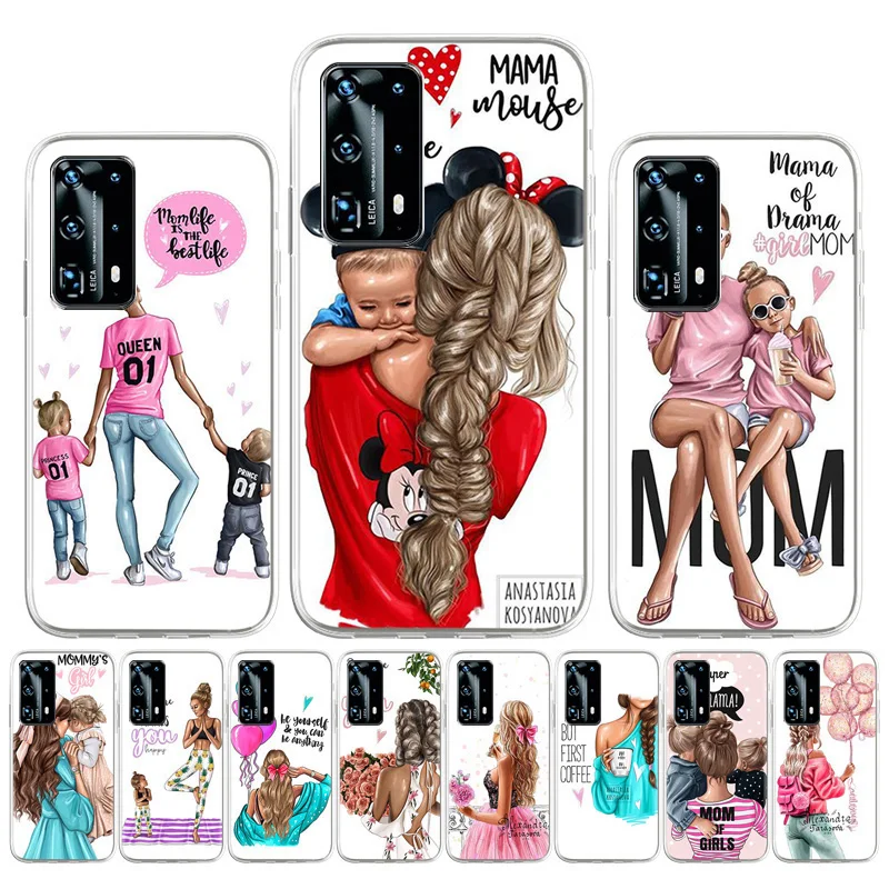 

Painted Phone Case for Huawei P40 Lite P30 Pro P20 P50 Coque P Smart 2019 2021 Z Cases Fashion Mom Silicone Back Cover Fundas