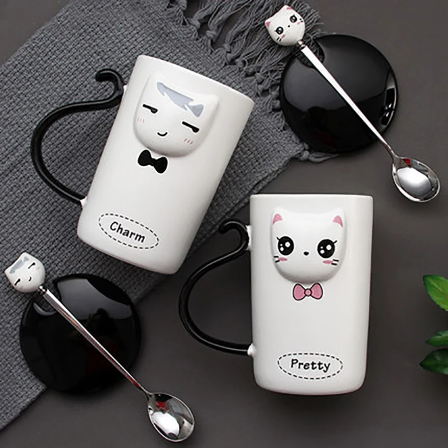 Винтажная многоразовая кружка в виде кошки крышка для кофейной чашки мраморные