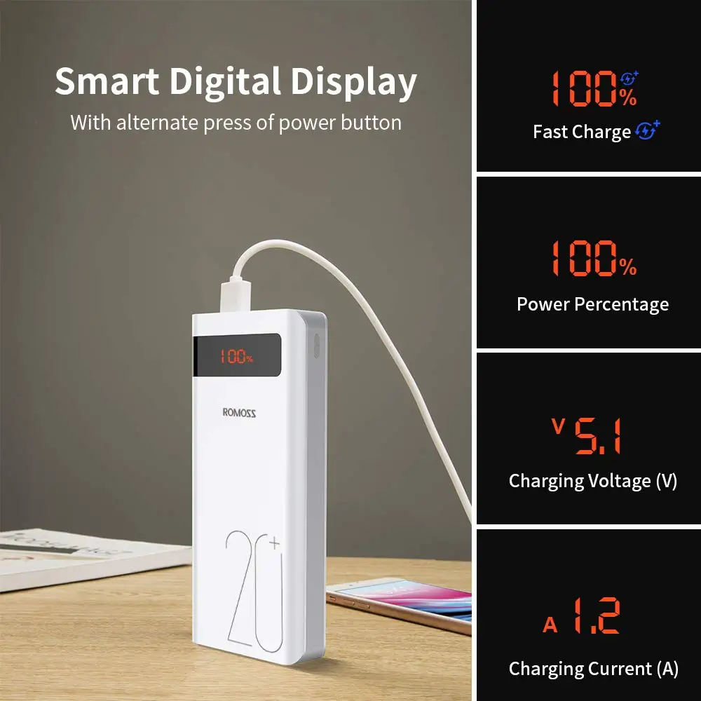 romoss sense6ps power bank 20000mah usb type c pd fast charging powerbank quick charge 3 0 external battery for xiaomi iphone free global shipping