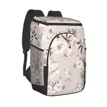 Large Cooler Bag Thermo Lunch Picnic Box Vintage Pink Floral Insulated Backpack Ice Pack Fresh Carrier Thermal Shoulder Bag