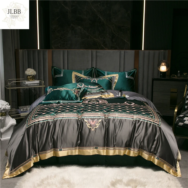 

Luxury High Precision Embroidery Egyptian Cotton Palace Bedding Set Satin Silky Duvet Cover Bed Sheet Or Bedspread Pillowcases