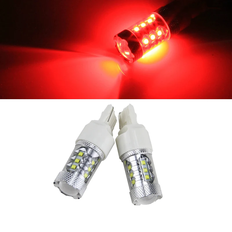 

2x T20 7440 White/Red/Amber High Power 30W/50W/80W CREE Chip XBD LED Bulbs For Car Reverse Lights Signal Backup DRL Lights