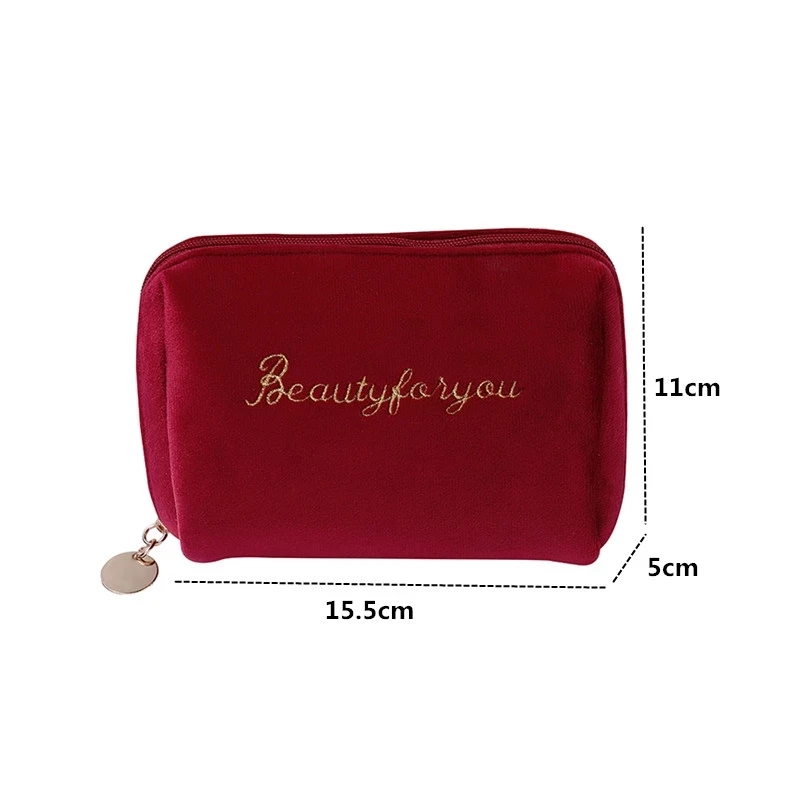 

JLENOVOG Pc Women Zipper Velvet Make Up Bag Travel Large Cosmetic Bag for Makeup Solid Color Female Make Up Pouch Necessaries