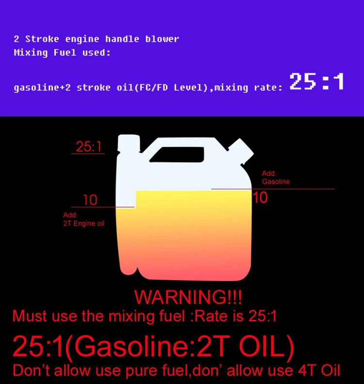 Воздуходувка бензиновый двигатель 25 куб. См/26 См вакуумная пескоструйная машина