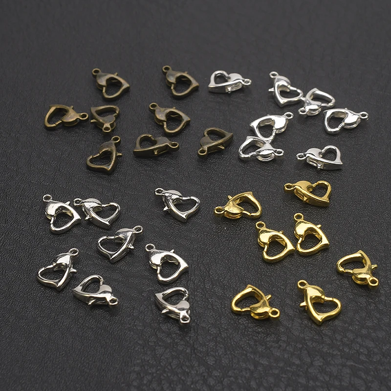 

20Pcs/Lot 12*8mm Heart Shape Lobster Clasps Bracelets Necklaces Hooks Chains Closure Accessories for Jewelry Making Supplies
