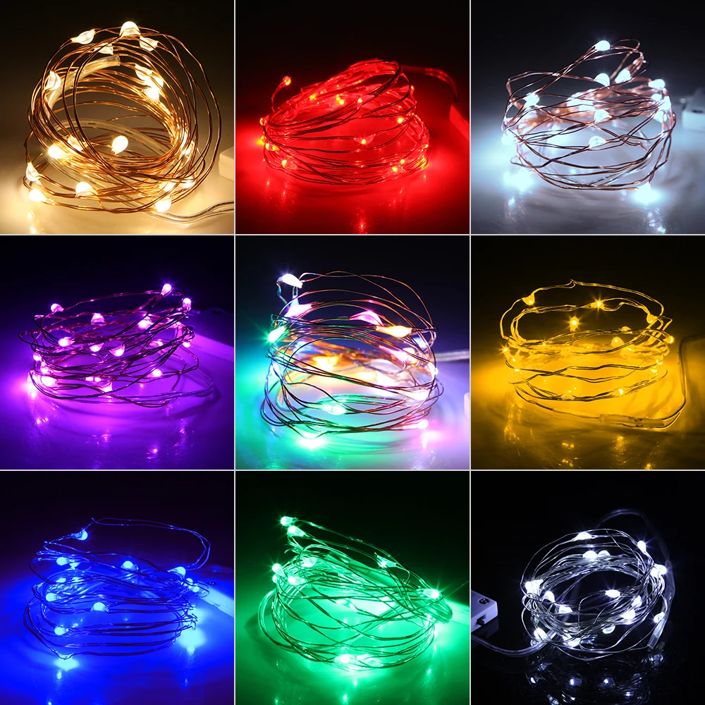 50PCS Battery String Lamps 20 30 LEDs Waterproof Flexible Copper Wire Fairy Lamps For Bedroom Wedding Christmas Festival Decor