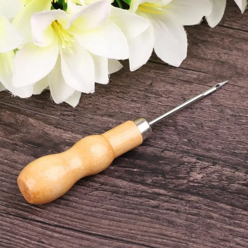 Ручной БРОШЮРОВЩИК Awl для шитья деревянных ручек инструмент ремонта кожаных