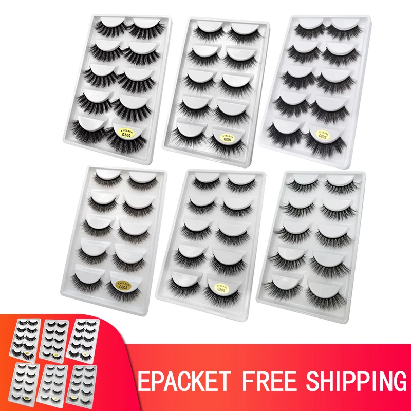 

Wholesale Eyelashes 5/10/20/50 Boxes 5 Pairs 3D Mink Lashes Bulk Natural False Eyelashes Soft makeup Eye Lashes cilios g806 g800