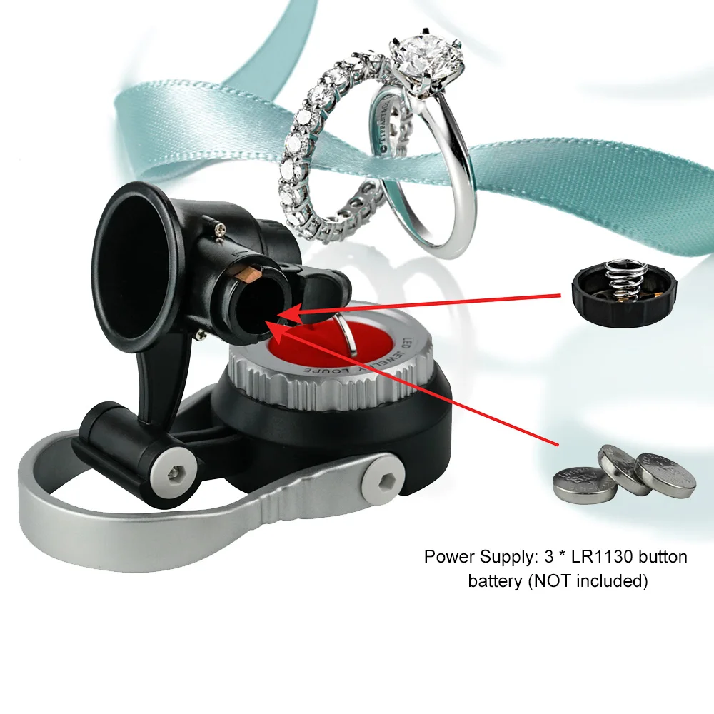 

Jewelry Loupe Magnifier Magnifying Glass LED Illuminating 15X/25X/55X Magnification for Jeweler Watchmaker Stamp Collector