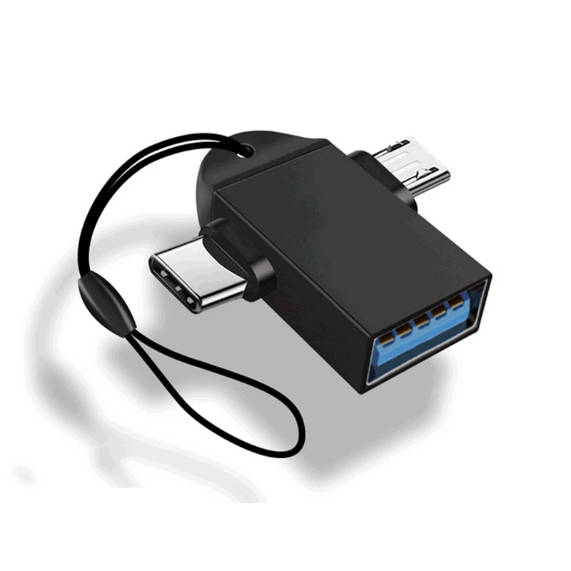 Новинка! Адаптер 2 в 1 Type C Micro USB OTG для Android Huawei 3 преобразователи передачи данных