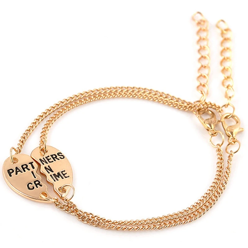 2 шт./пара рисунок сердечко Шить сообщнице браслет дружбы для девочек пары лучший