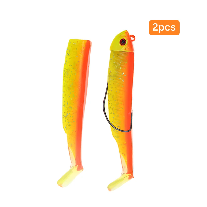 

2pcs Fishing Lure High Quality Soft Bait 3D Eyes Head Tackle Fake Fishing Bait Fishing Bionic Bait