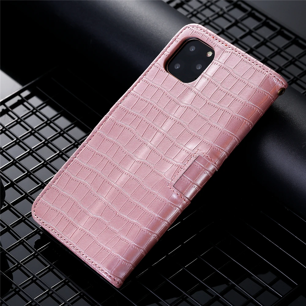 Чехол-книжка в стиле ретро из искусственной кожи крокодила для Apple iPhone 11 pro 6s 6 7 8 Plus X Xr Xs Max, чехол с отделением для карт и подставкой