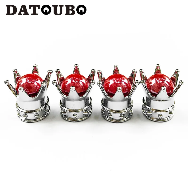 4 pcs of red DATOUBO 4 шт Серебряная корона синий зеленый белый красный драгоценный камень алмаз автомобильные колпачки вентиля шины стволовых колеса велосипеда колпачки против пыли колпачки клапана - Цвет: 4 pcs of red