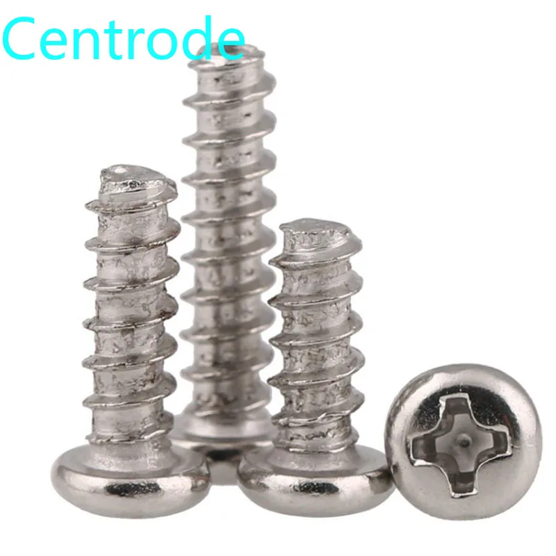 304 Stainless Steel Cross Round Head Flat Tail Self Tapping Screws PB Philip's Pan End Wood Screw M1.4-M2 20pcs | Обустройство