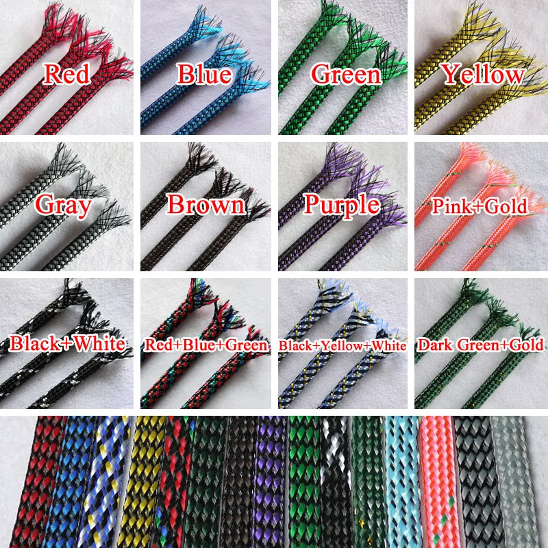 

8mm Braided Soft PP Cotton Yarn + PET Expandable Sleeving Wire Cable Protect