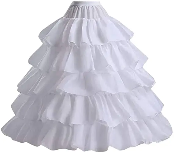 

Top Sale Women's Crinoline Petticoats Underskirt Slips with 4 Hoops 5 Layers Ruffles for Wedding Dress Ball Gown