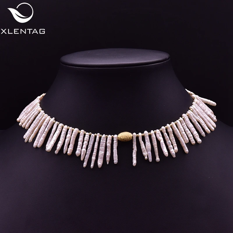 XlentAg Длинный натуральный пресноводный барочный жемчуг ожерелье для Для женщин