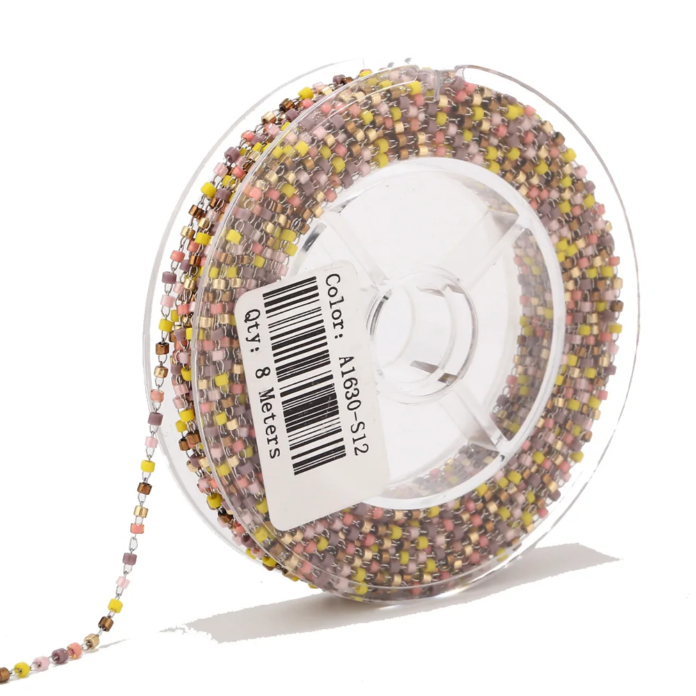 Цепь из нержавеющей стали с японскими бусинами для изготовления ювелирных