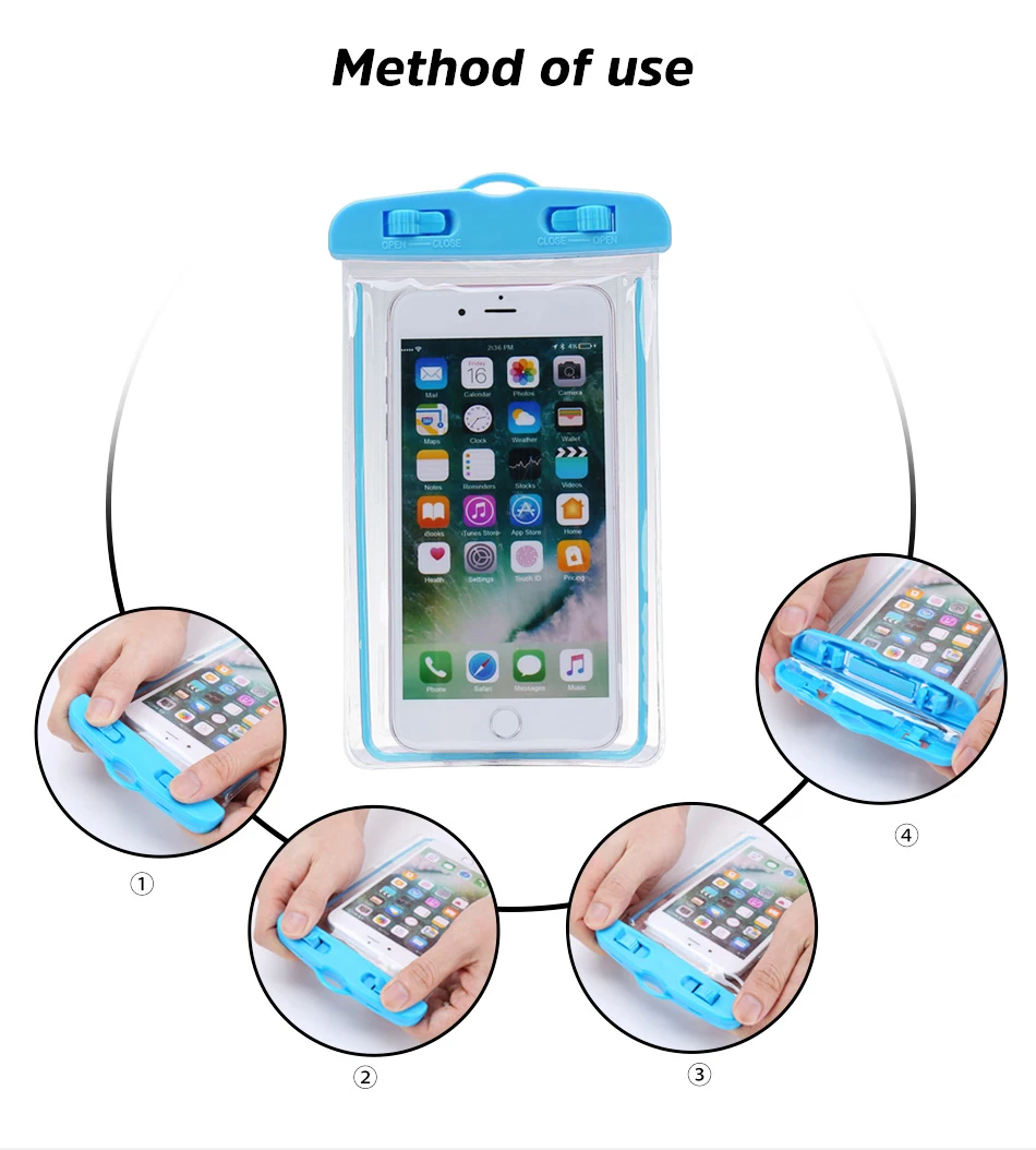 Waterproof Cell Phone Case For Iphone 6/6s/7/8 Plus Transparent Dry Bag Luminous Underwater Swimming Protector Cover Pods |