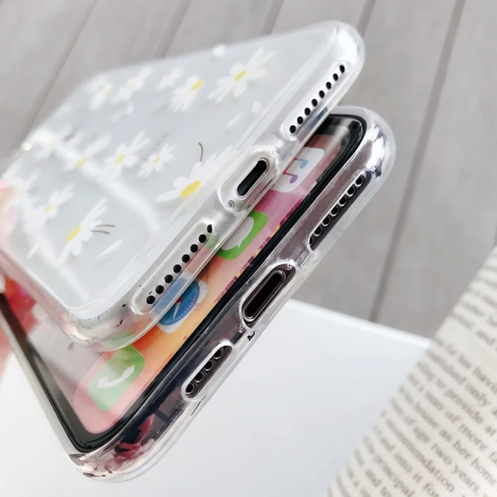 Floral Chrysanthemum Clear Phone Case For Iphone 11 Pro Max X Xr Xs 6 6S 7 8 Plus Transparent Flower Daisy Cellphone Shell | Мобильные