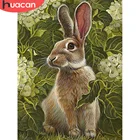 Набор для алмазной вышивки HUACAN, квадратнаякруглая мозаика с изображением кролика, животных, растение, украшение для дома