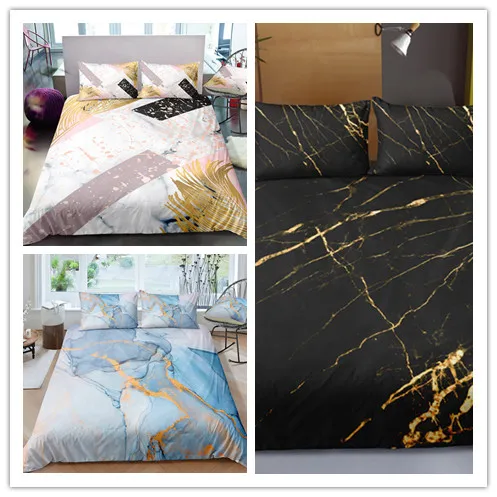 3D с красочным печатным рисунком мрамор постельное бельё простой фасон