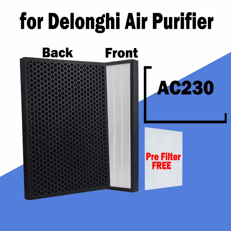 

H13 Hepa Filter and Carbon Filter Composite Filter for Delonghi AC230 Air Purifier Parts to Filter Dust Odor 365*258*25mm