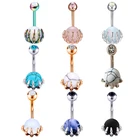 Панк хирургическая сталь круглый шар пупка пирсинг кольца Опал бирюза пупка Кольца Кристалл Циркон номбрил унисекс ювелирные изделия тела